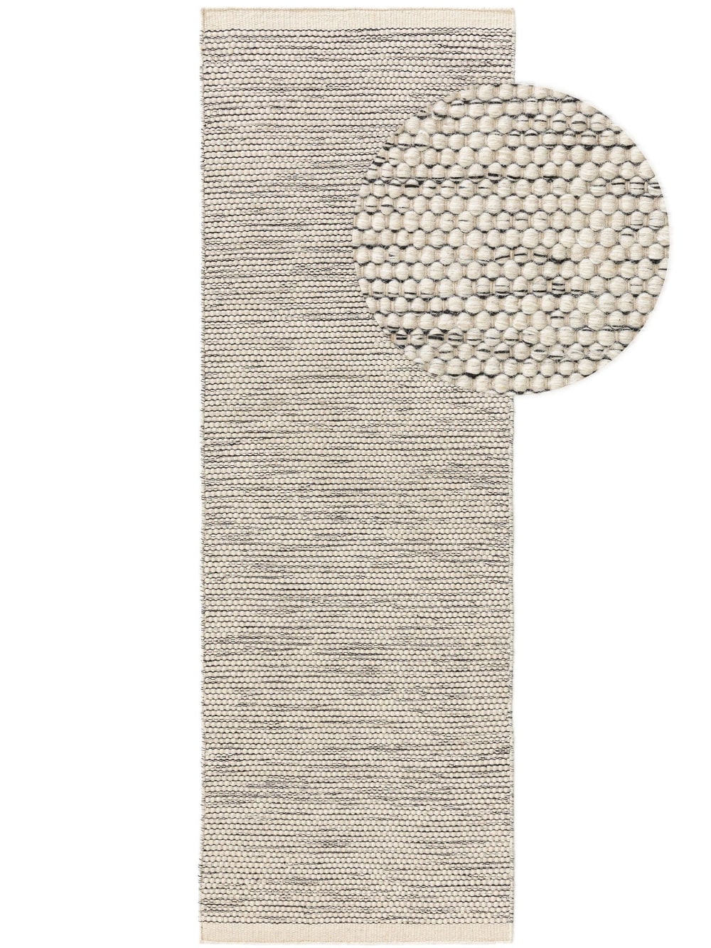 Tapis de couloir en laine beige/noir 80x250