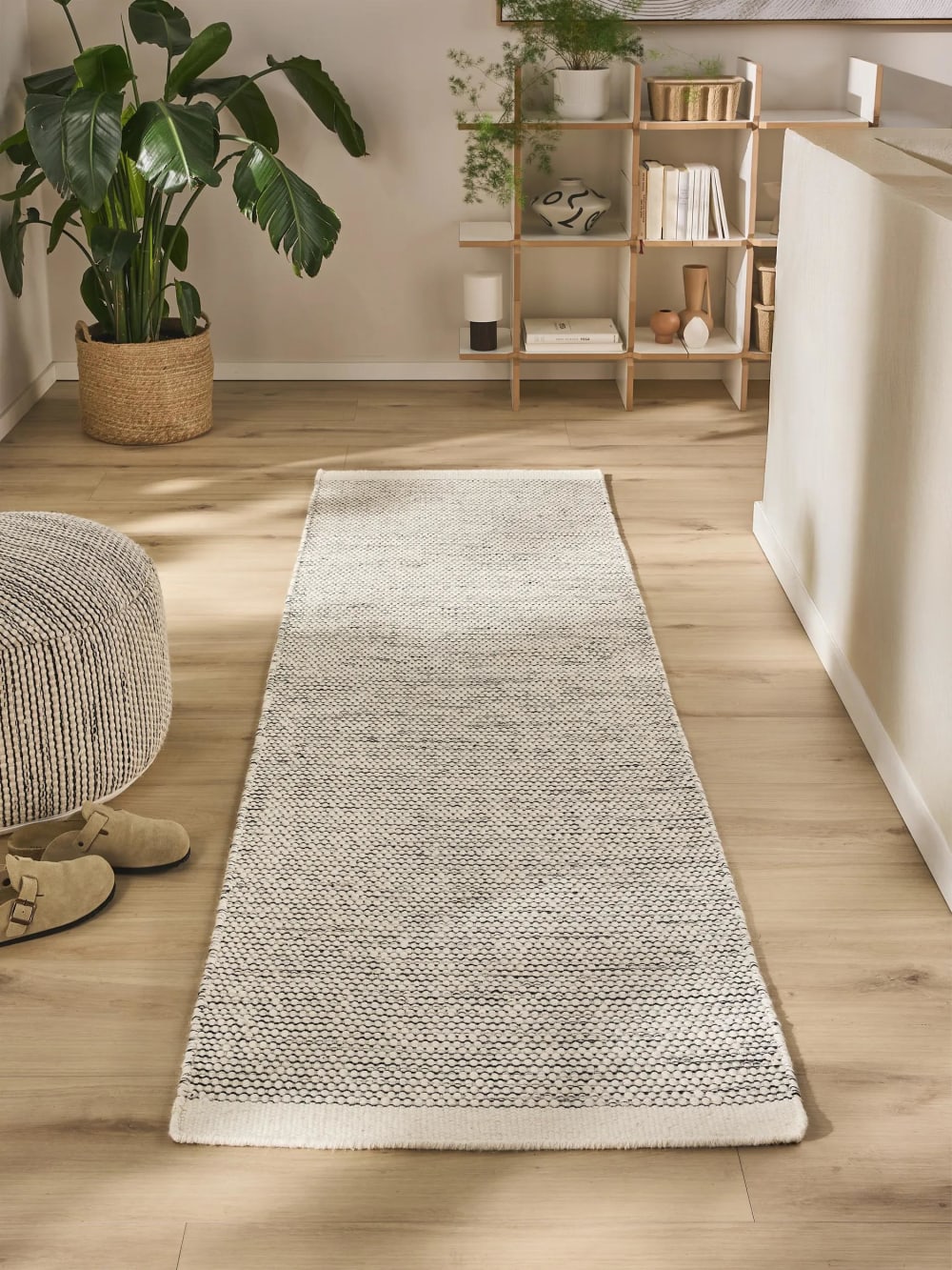 Wollteppich Läufer beige/schwarz 80x250 - Maisons Du Monde