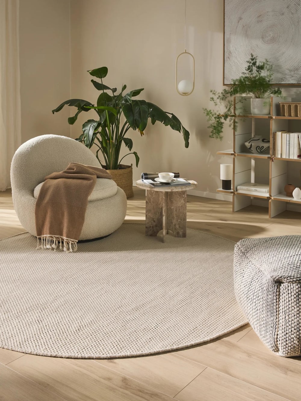 Tapis de laine blanc D 100 rond — vue 3