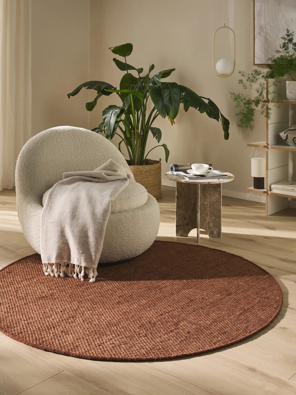 Tapis en laine marron ø 150 rond — vue 3