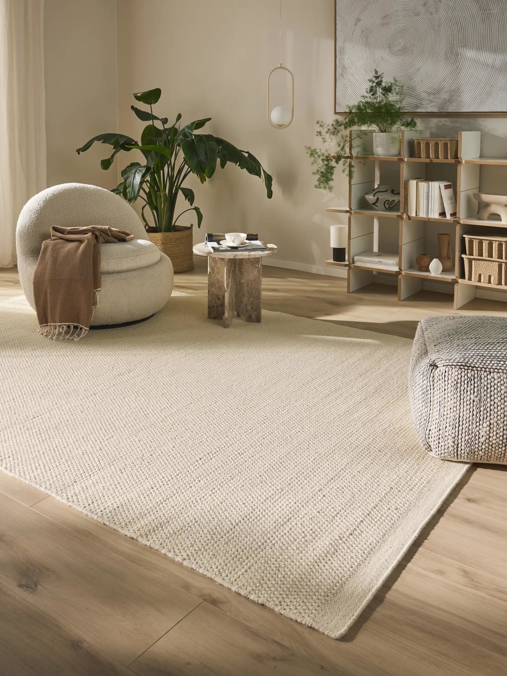 Tapis de laine blanc 140x200 — vue 3