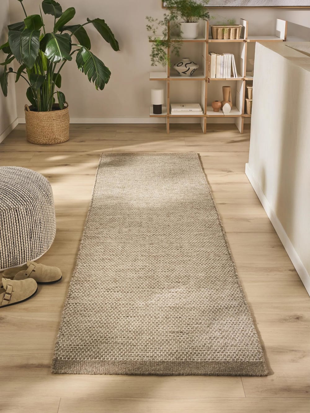 Tapis de laine taupe 80x250 — vue 3
