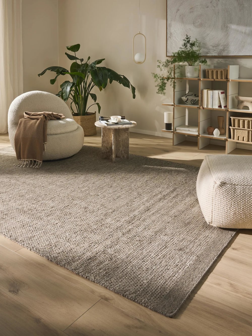 Tapis de laine taupe 140x200 — vue 3