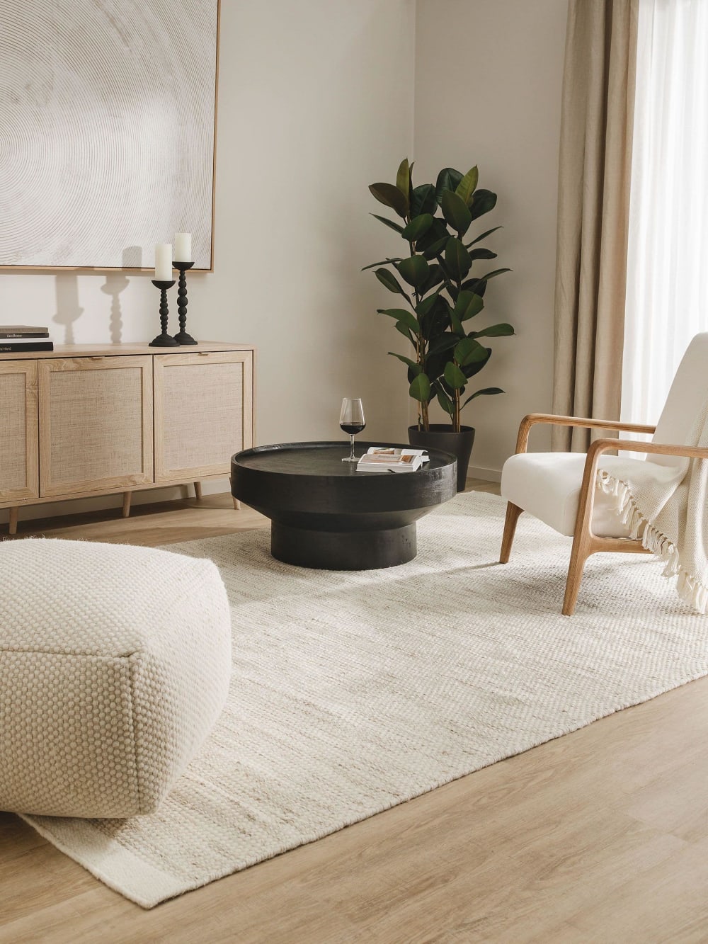 Tapis de laine crème 200x300