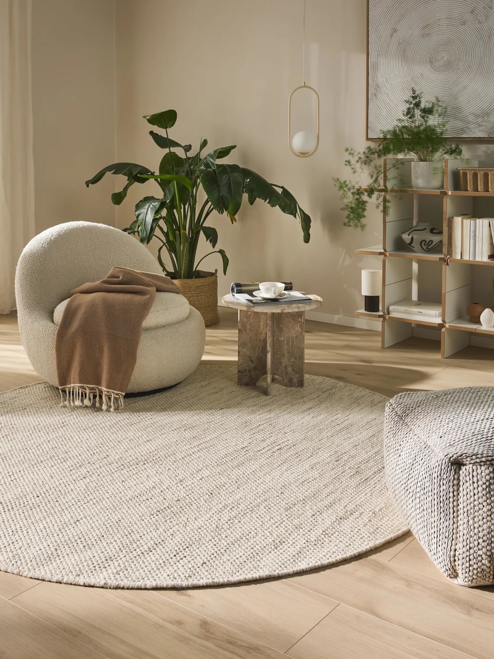Tapis de laine crème D 150 rond — vue 3
