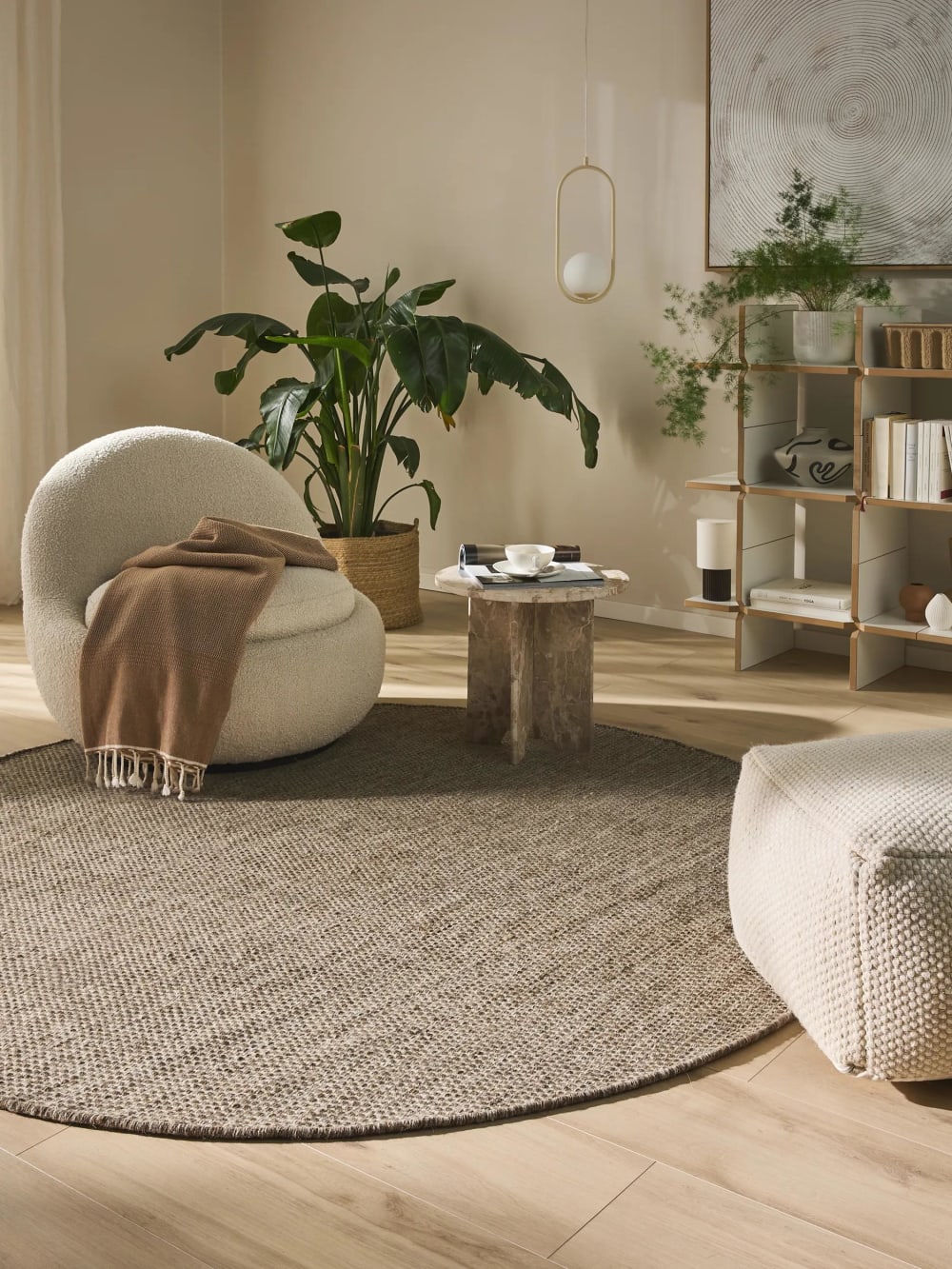 Tapis de laine taupe D 150 rond — vue 3