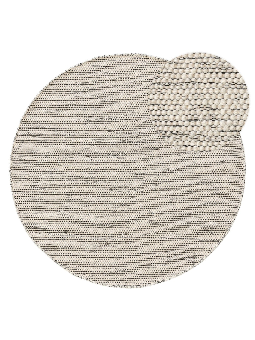 Tapis de laine beige/noir D 100 rond