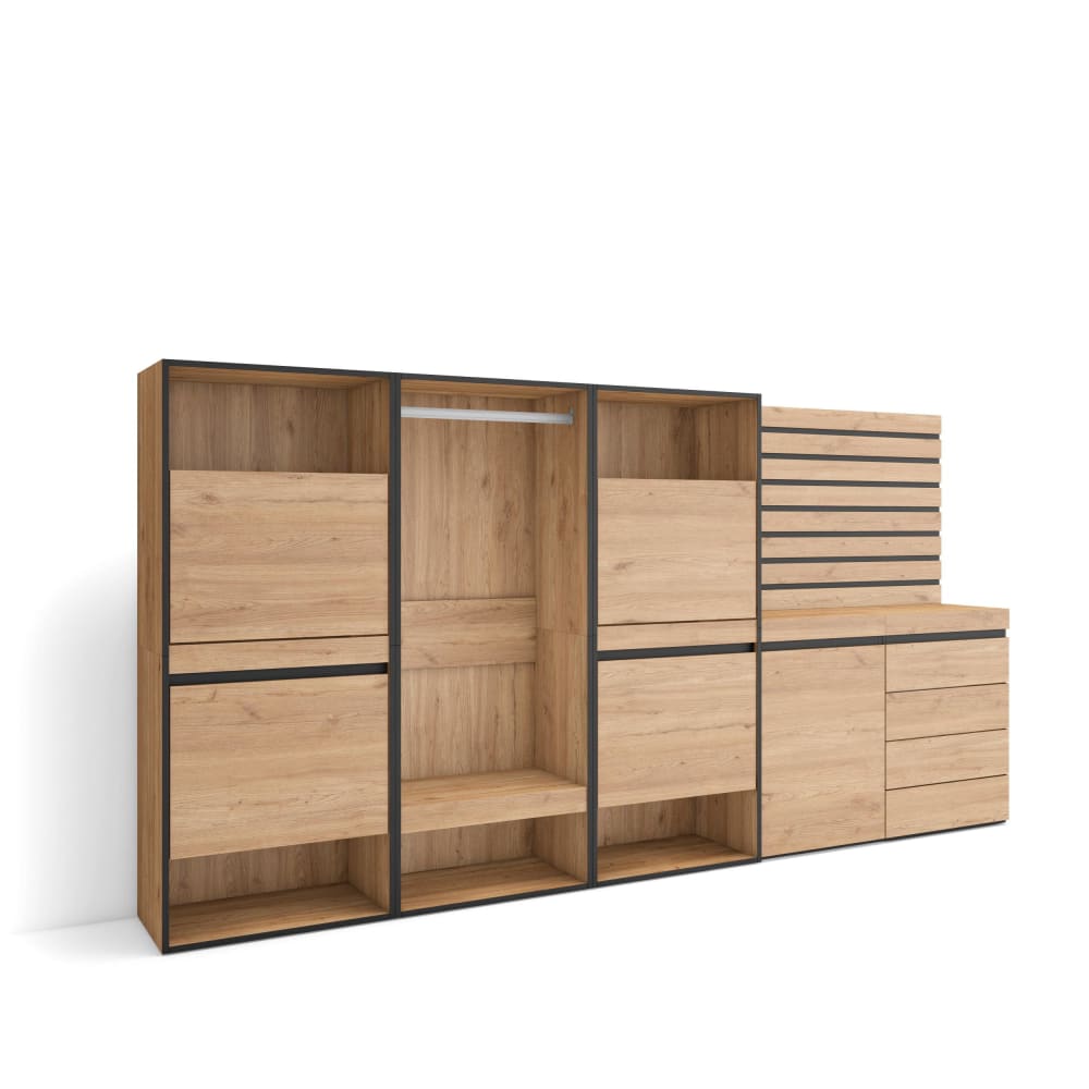 Schuhschrank Holzeffekt 287x35x145cm Eiche - Maisons Du Monde