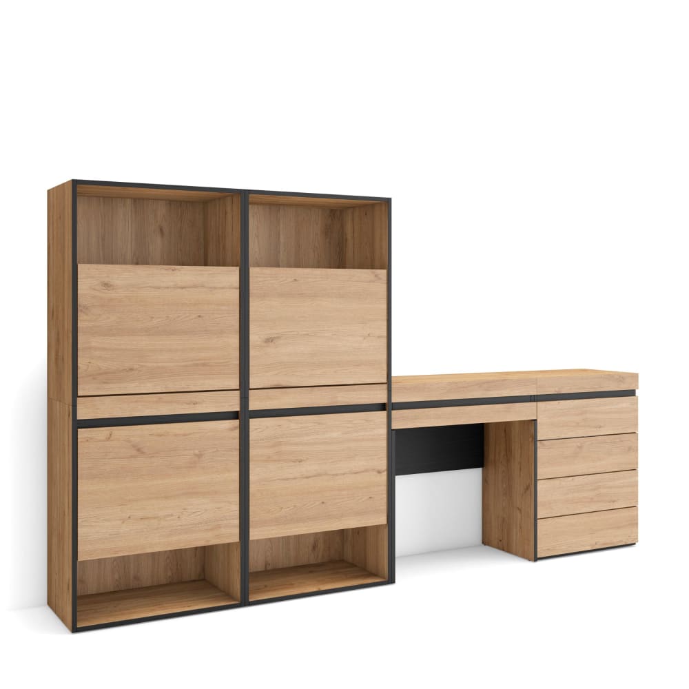 Meuble à Chaussures effet bois de chêne 247x35x145cm