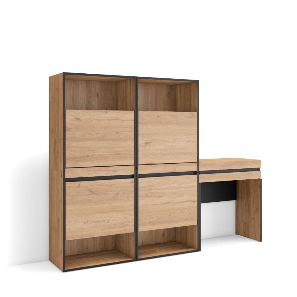 Meuble à Chaussures effet bois de chêne 190x35x145cm