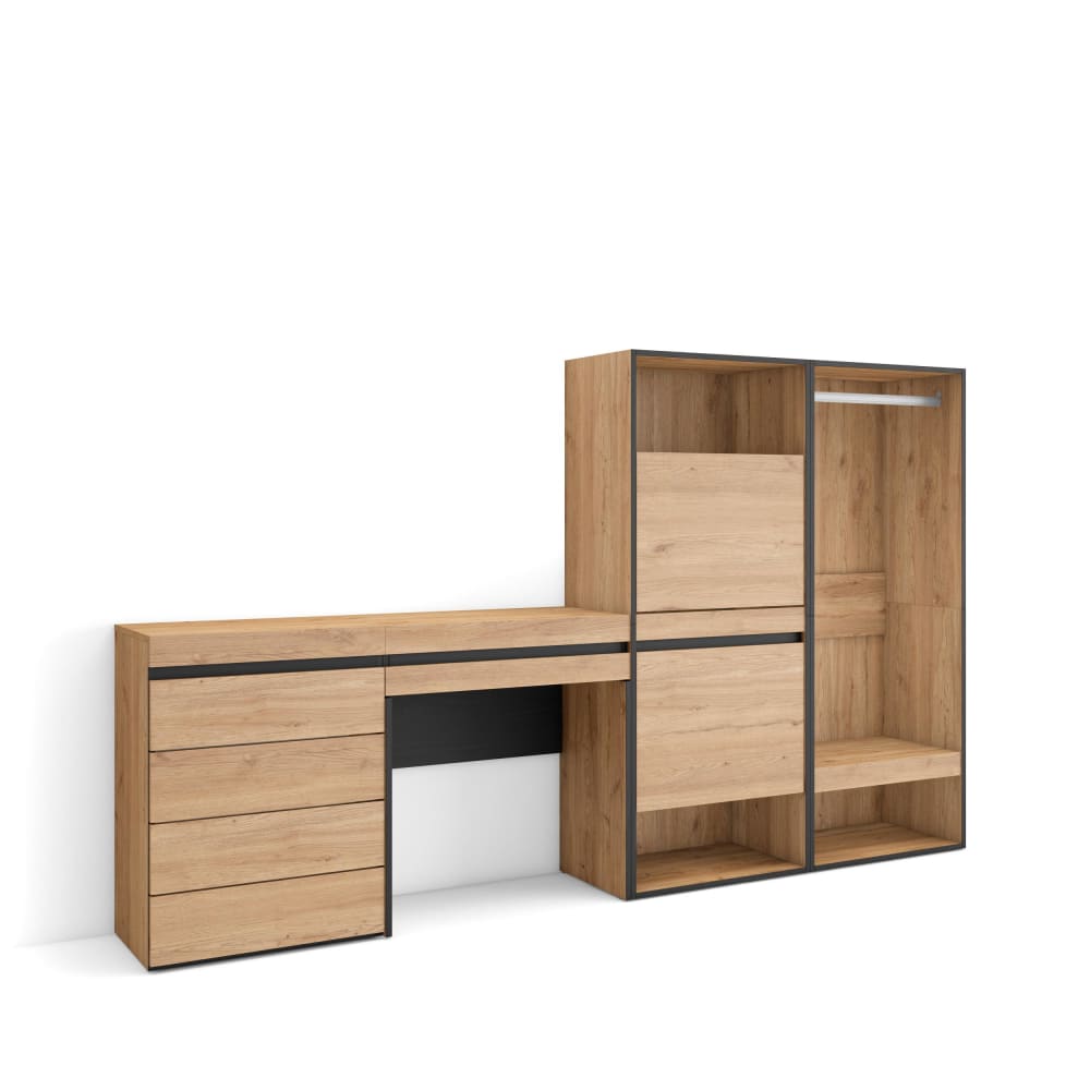 Meuble à Chaussures effet bois de chêne 247x35x145cm