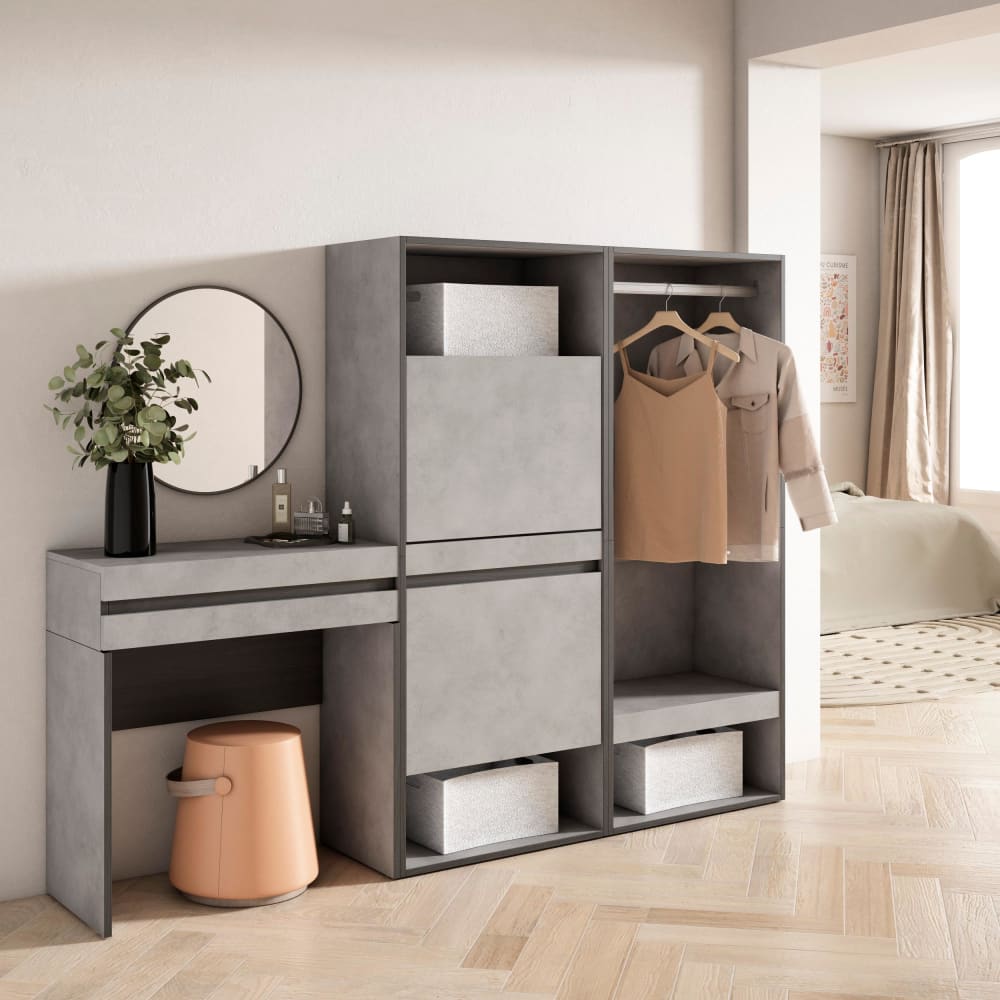 Skraut home Flurtisch Holzeffekt 190x35x145cm Zement style modern Grau Spanplatte