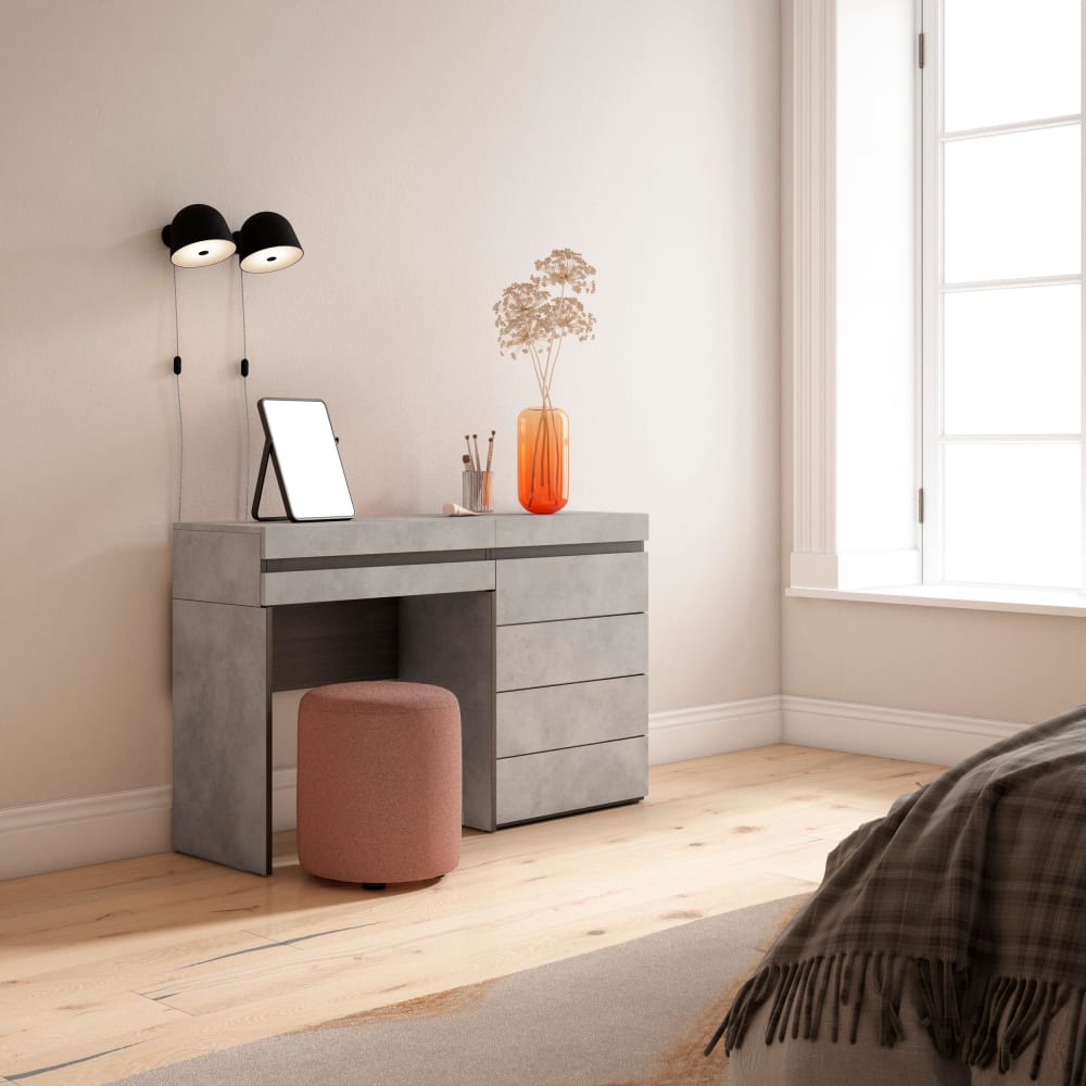 Skraut home Schminktisch Holzeffekt 127x35x75cm Zement style modern Grau Spanplatte
