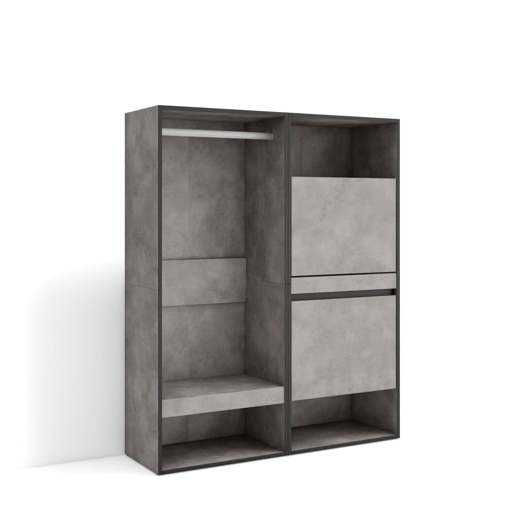 Offener Kleiderschrank Holzeffekt Zement 120x35x145cm - Maisons