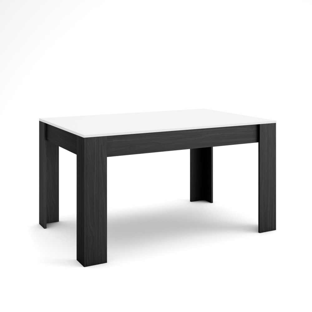 Esstisch Holzeffekt 140x90x76cm Weiß und Schwarz - Maisons Du
