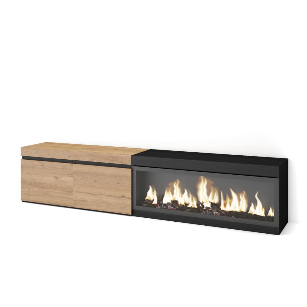 Meuble tv effet bois - feu