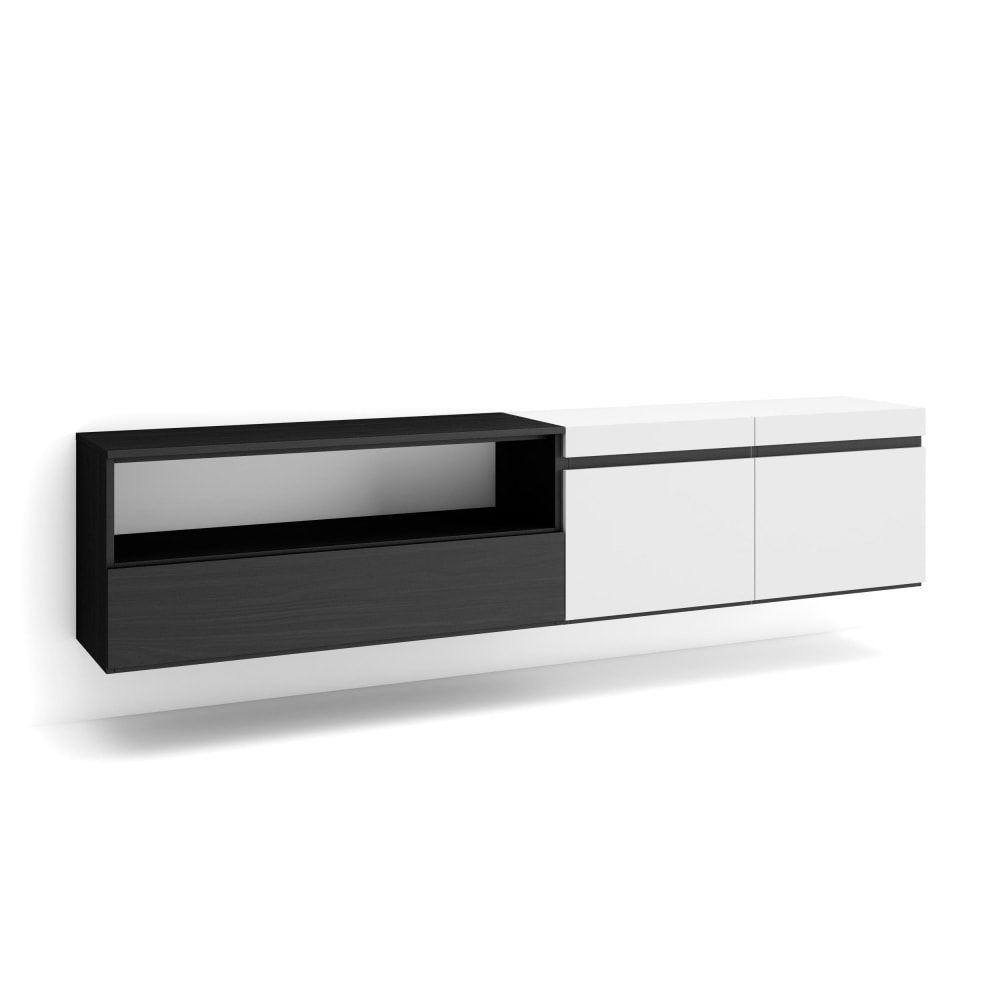 Meuble tv effet bois - suspendu noir