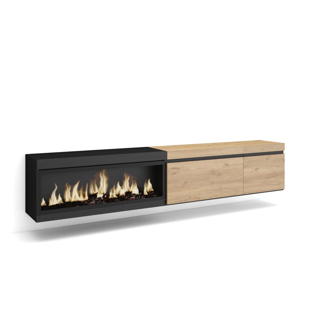 Meuble tv effet bois - feu