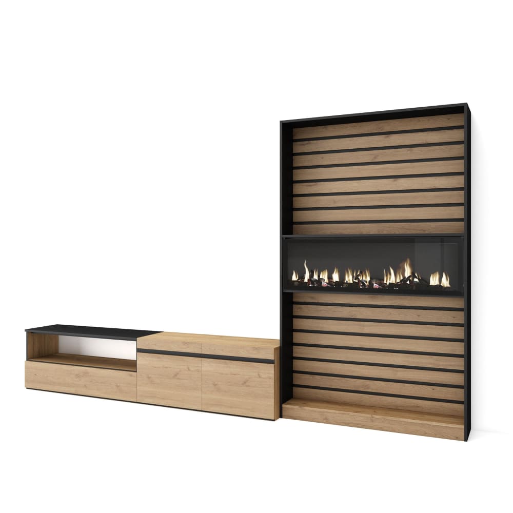 ensemble TV effet bois