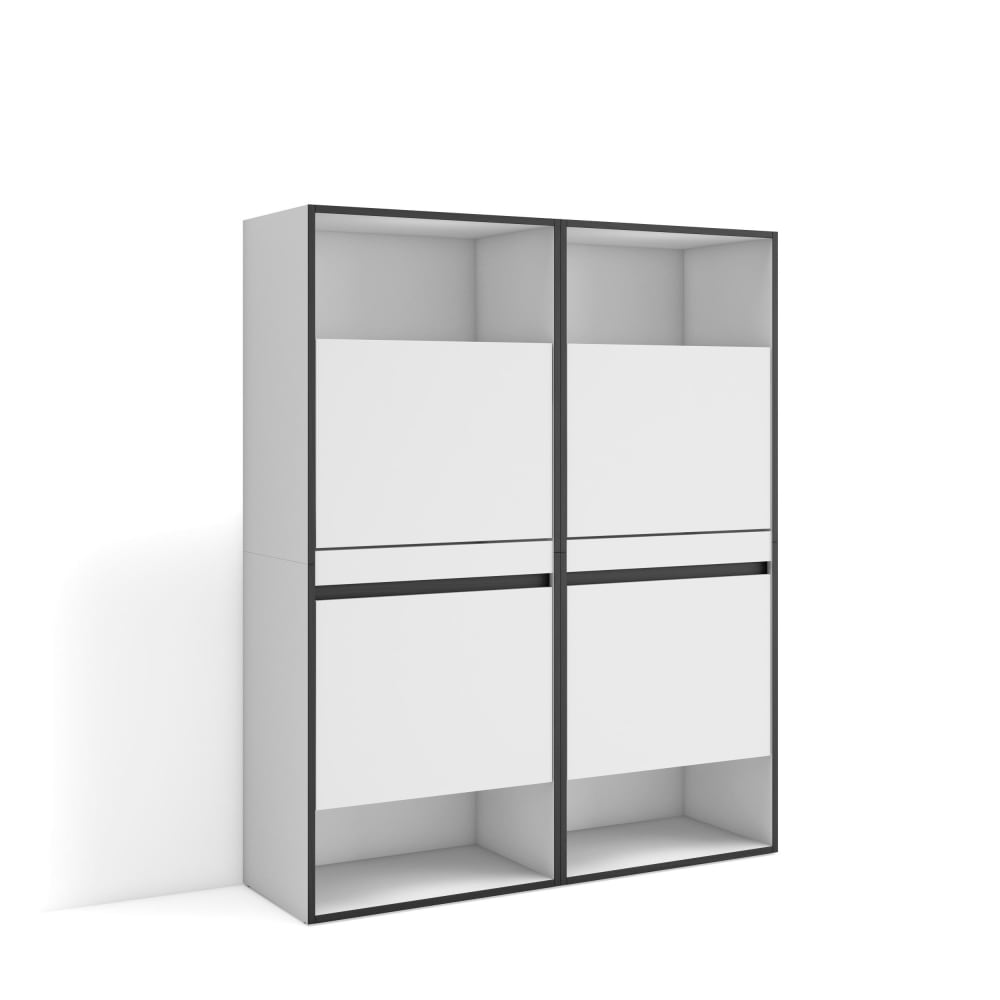 Meuble à Chaussures effet bois blanc 120x35x145cm