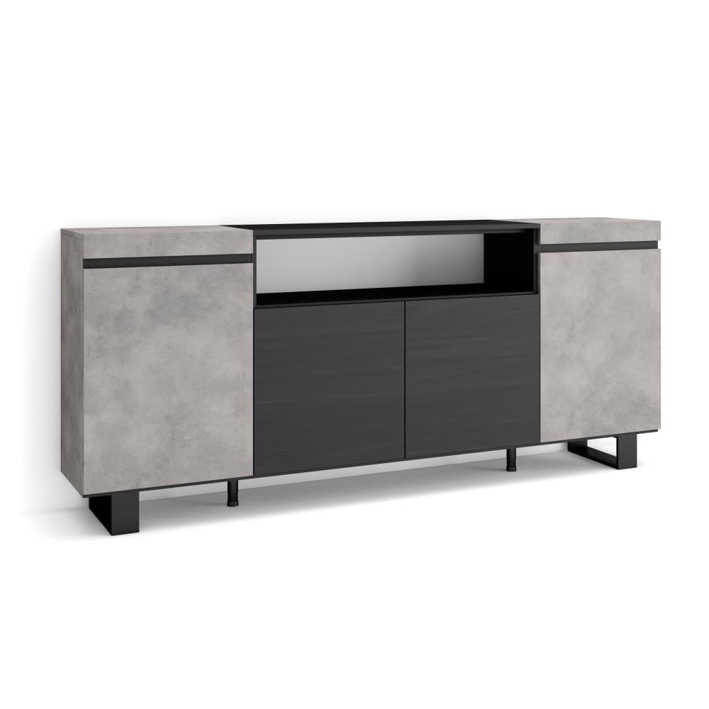 Sideboard Holzeffekt mit Beinen 200x35x87cm Zement - Maisons Du