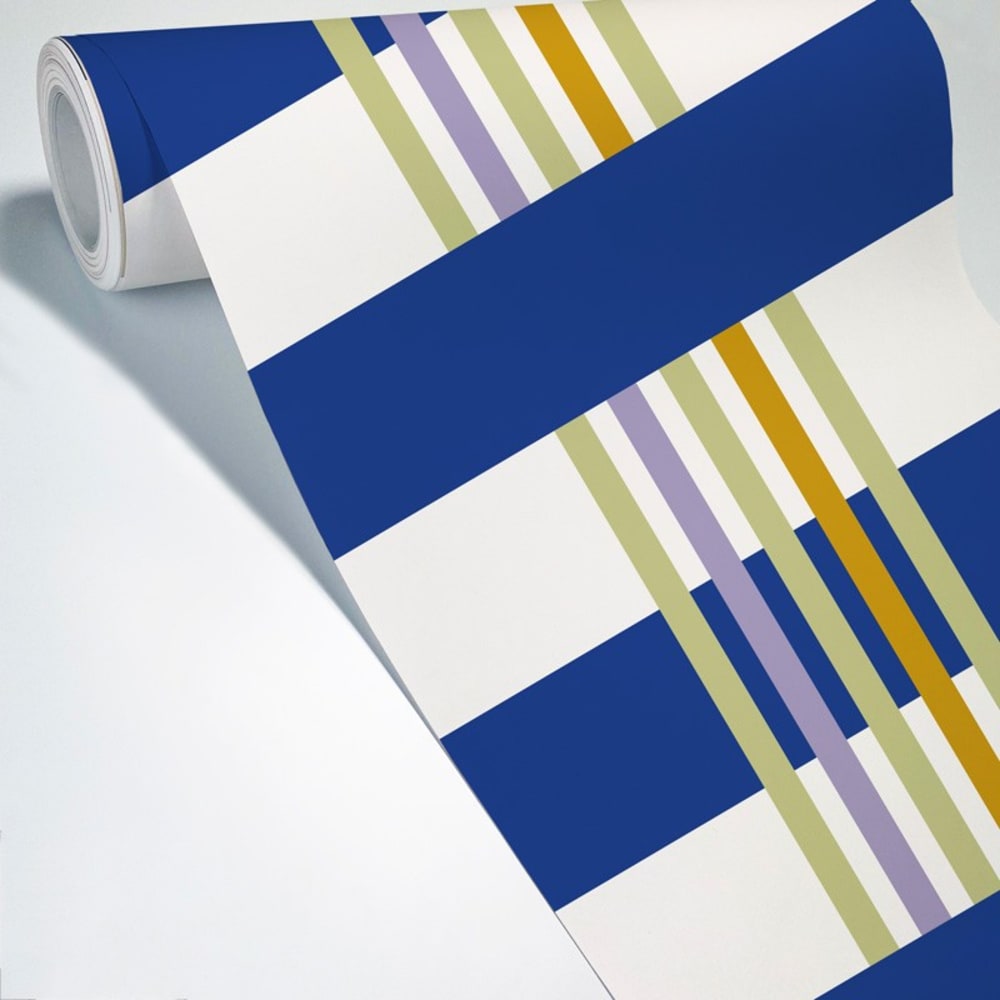 Papier peint raccordable - bleu - intissé - 4 lés : 192x270cm — vue 3
