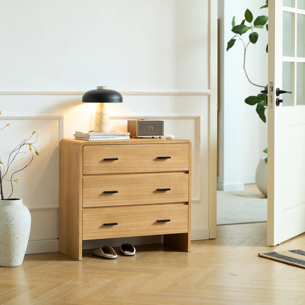 Nordlys Kommode aus Holz mit 3 Schubladen style exotic Braun Holz
