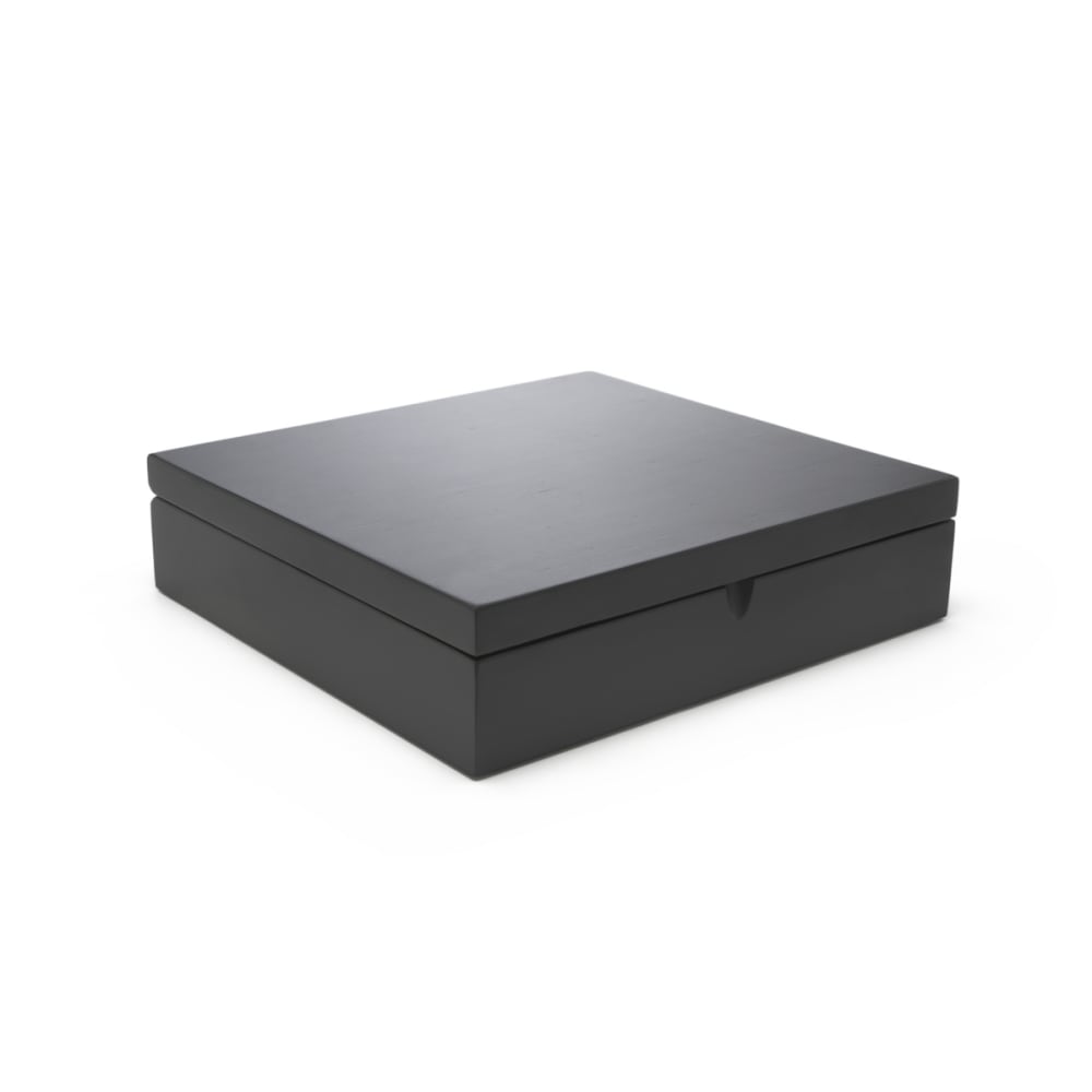 estuche de te negro con 12 compartimentos y ventana  negro
