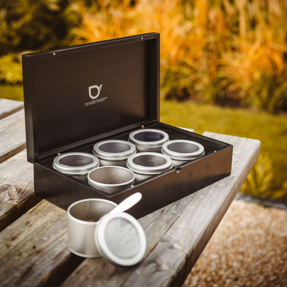 Bredemeijer Universal - Schwarzes Teeset mit 6 Teedosen und Löffel Schwarz Bambus