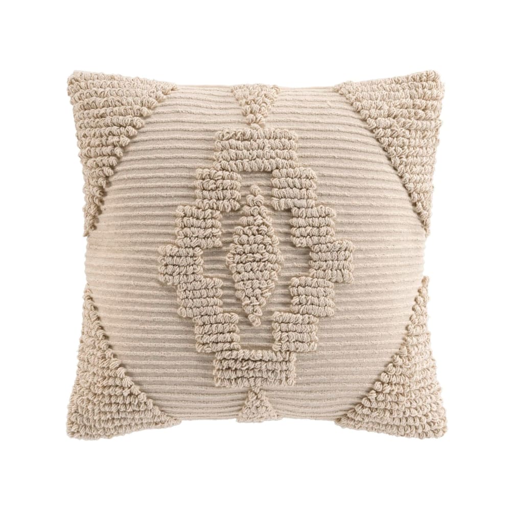 Coussin déhoussable en poly-coton à motif texturé naturel 45 x 15