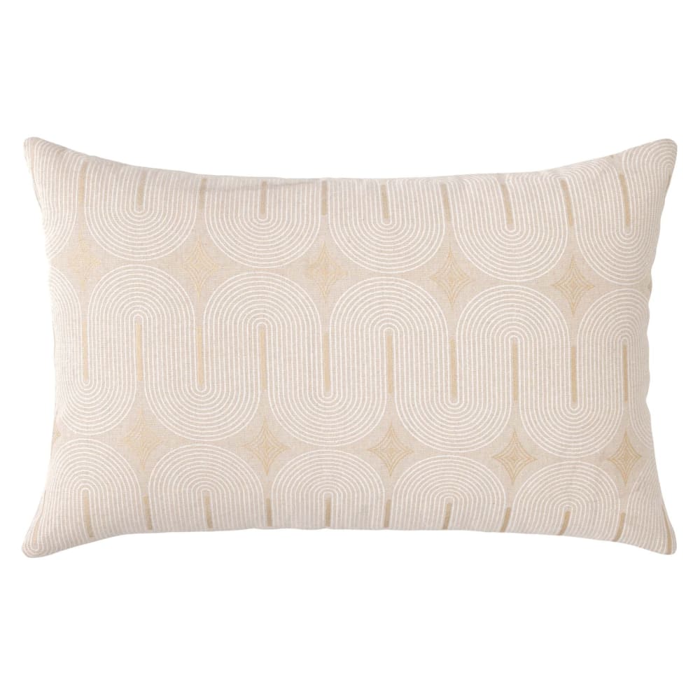 Coussin déhoussable en polycoton à imprimé métallisé beige 60 x 40