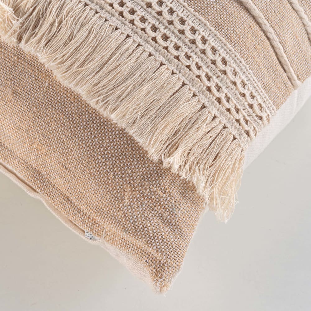 Coussin déhoussable à franges 45 x 45 cm - Maisons du Monde