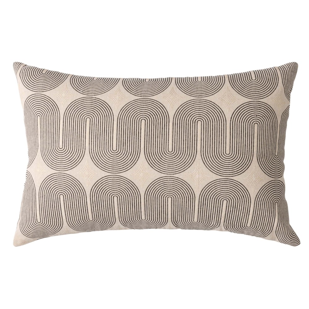 Coussin déhoussable en polycoton à imprimé métallisé noir 60 x 20
