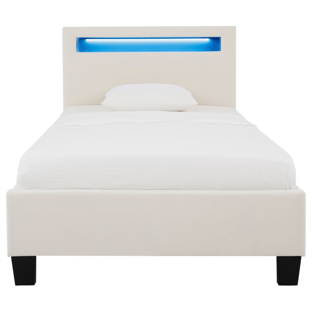 IDIMEX Polsterbett inkl LED Beleuchtung 90x200 cm, cremeweiß - Pes - Polyester