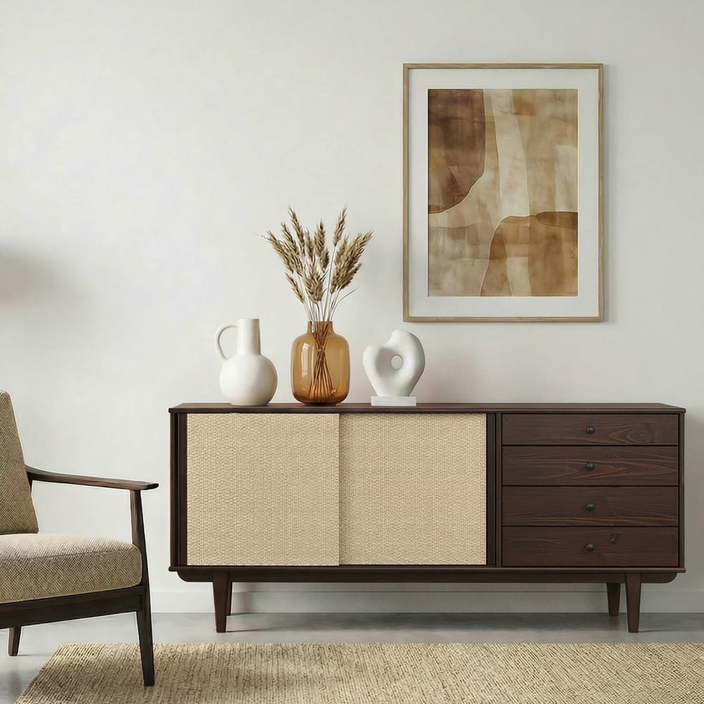 Sideboard mit Rattan Geflecht, nussbaum - Maisons Du Monde