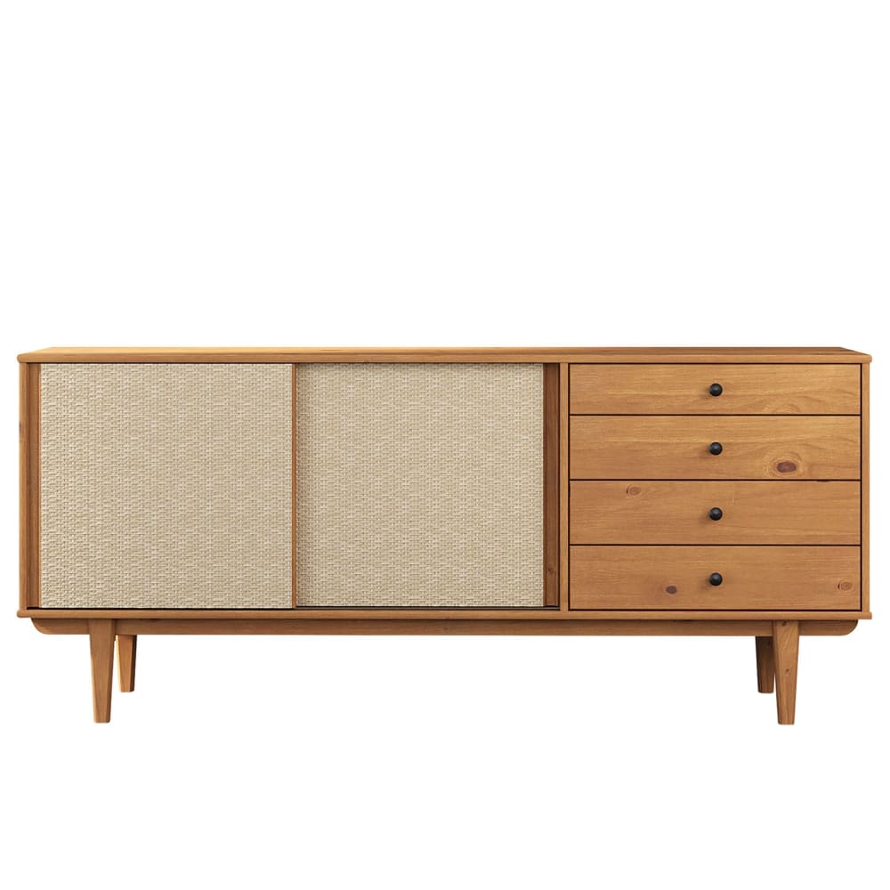 IDIMEX Sideboard mit Rattan Geflecht, Eiche style modern Braun Holz