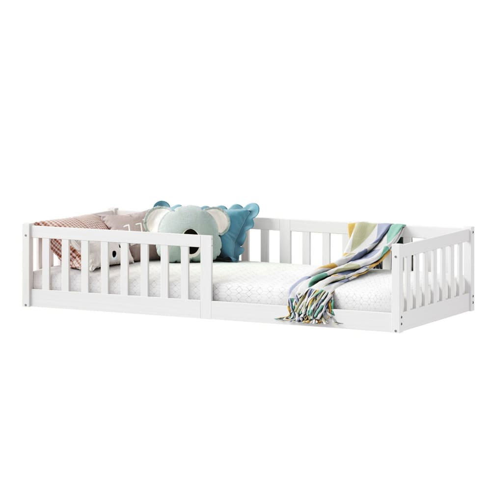IDIMEX Bodenbett aus massiver Kiefer 90x190 cm, weiß style modern Holz Baby