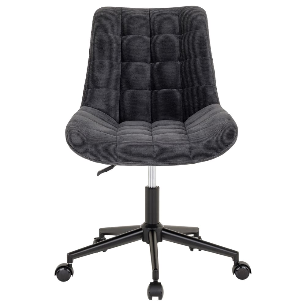 Chaise de bureau sur roulettes en velours côtelé, noir