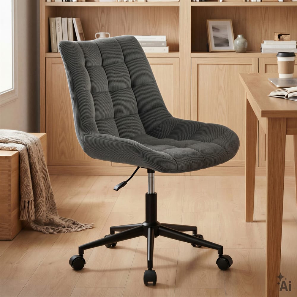 Drehstuhl mit Cordstoff, schwarz - Maisons Du Monde