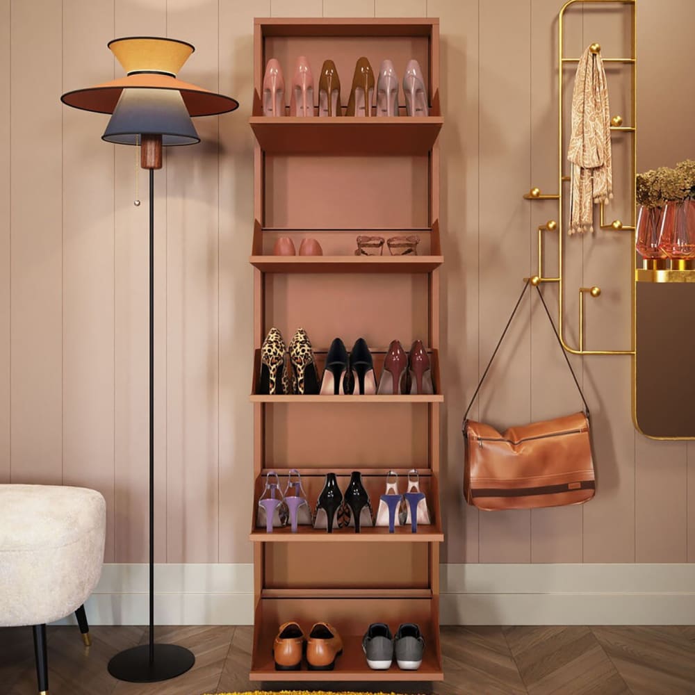 Casier à chaussures 5 tiroirs en acier marron