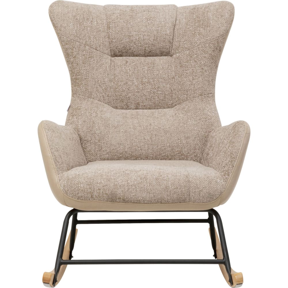 Fauteuil à bascule en polyester tressé crème et acier noir