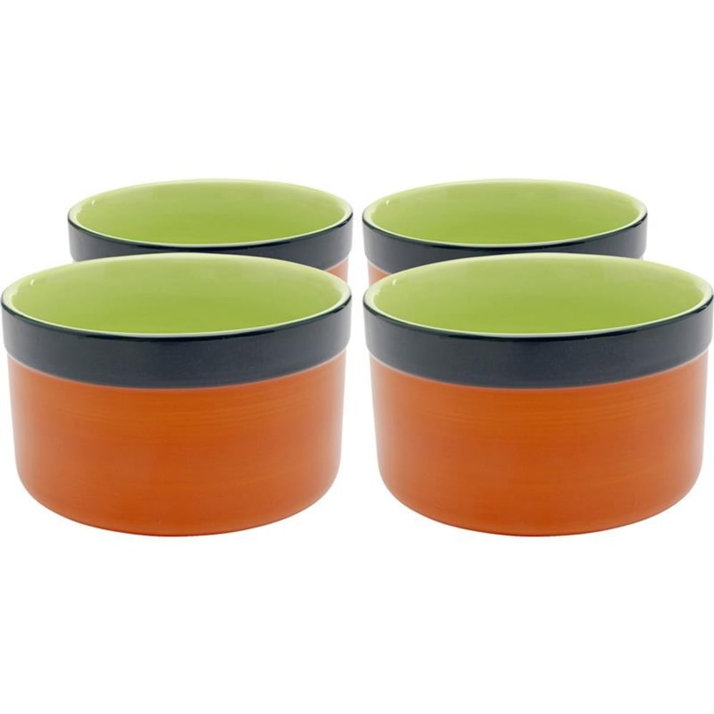 Bol en grès orange, bleu et vert d11 - lot de 4