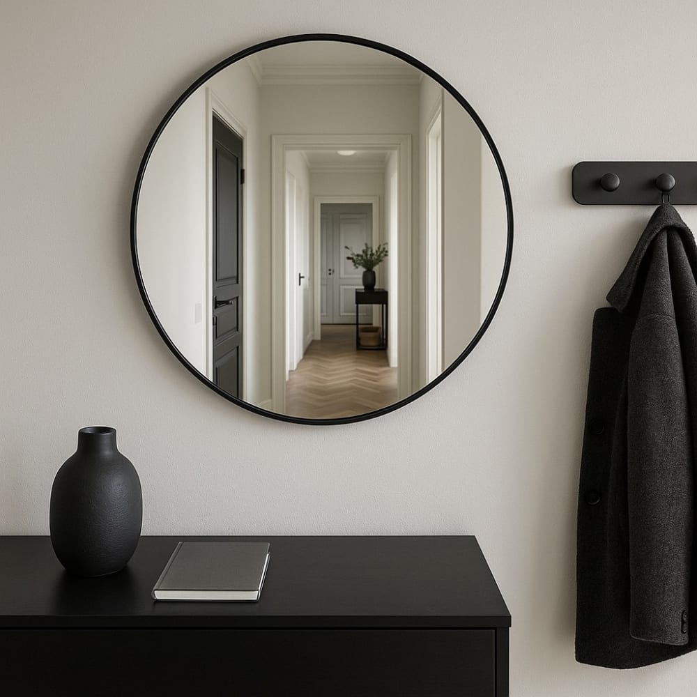 Spiegel, Metallrahmen, Rund, Ø 80 cm, schwarz - Maisons Du Monde