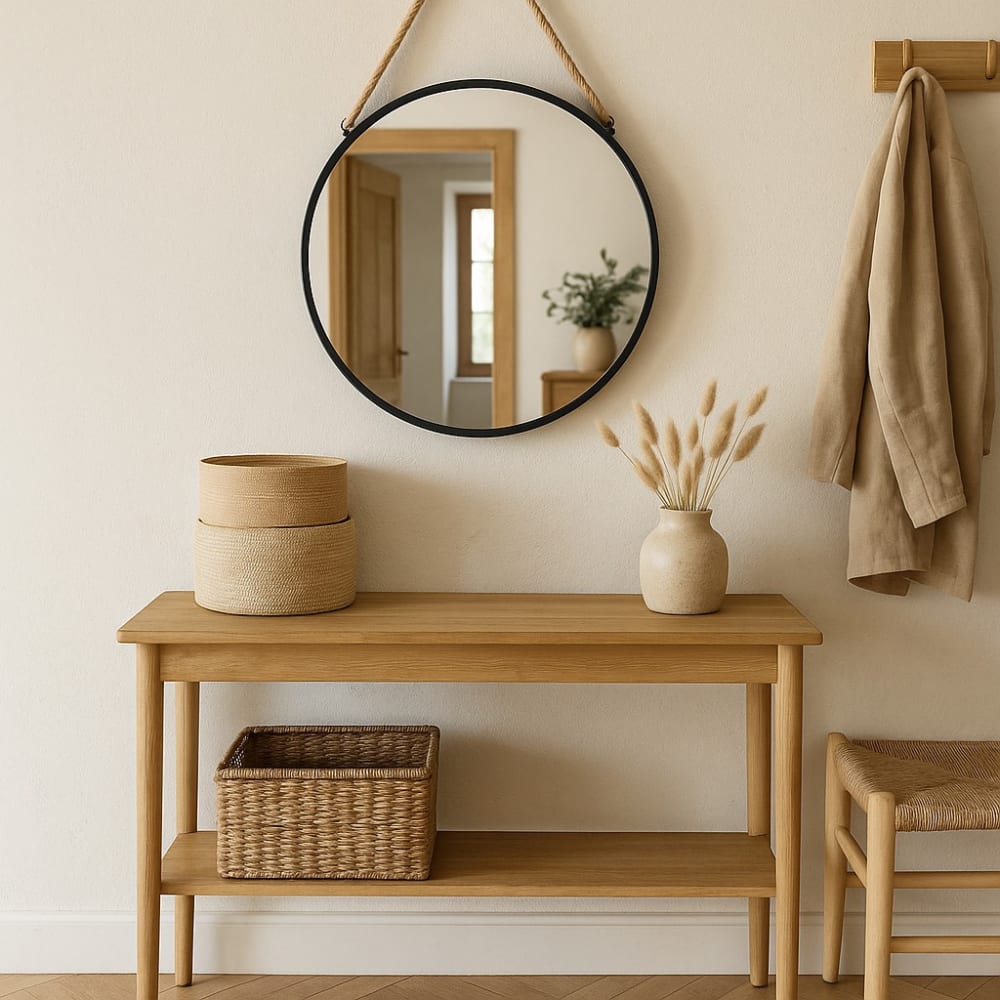 Spiegel aus Metall, Rund, Ø 50 cm, schwarz - Maisons Du Monde