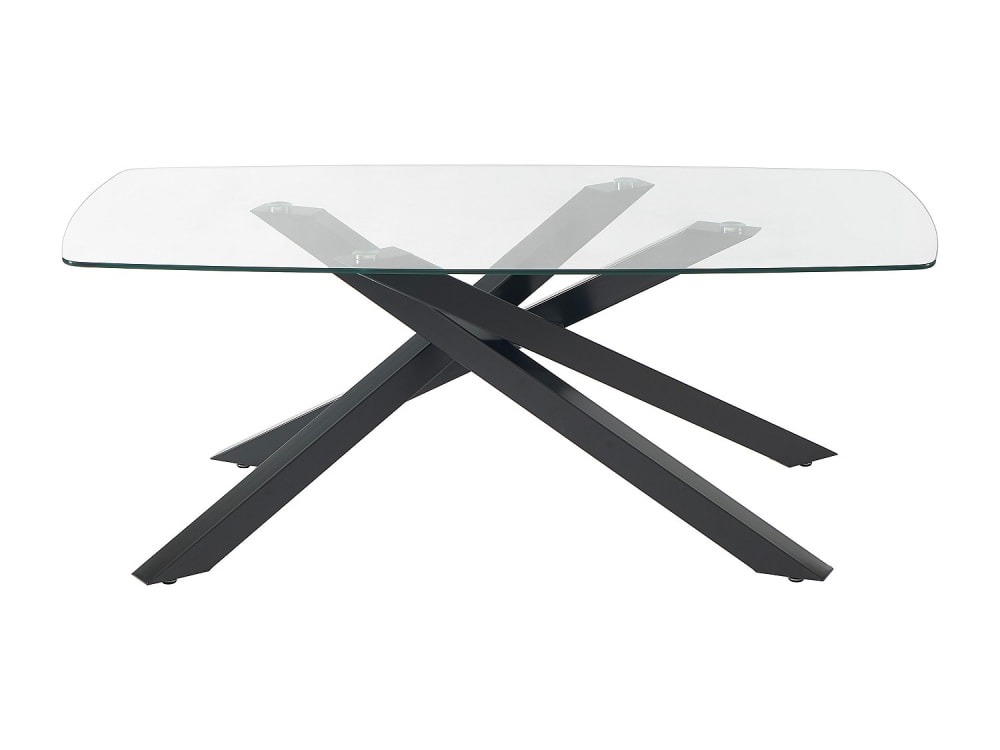 Table à manger verre trempé transparent, noir — Beyit