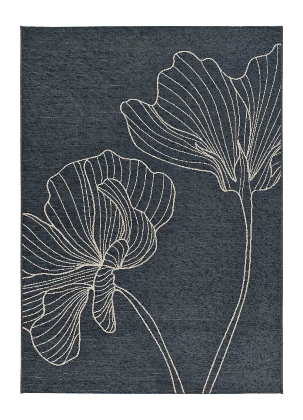 Tapis extérieur fleurs gris 130x190 cm