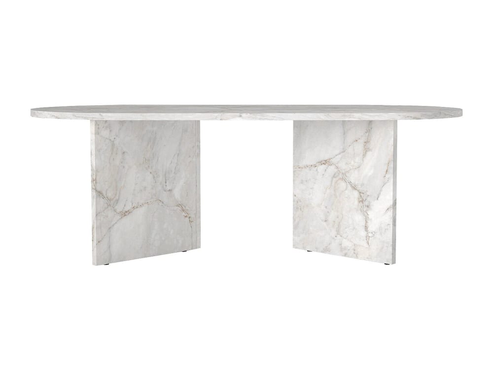 Table basse fixe effet bois blanc