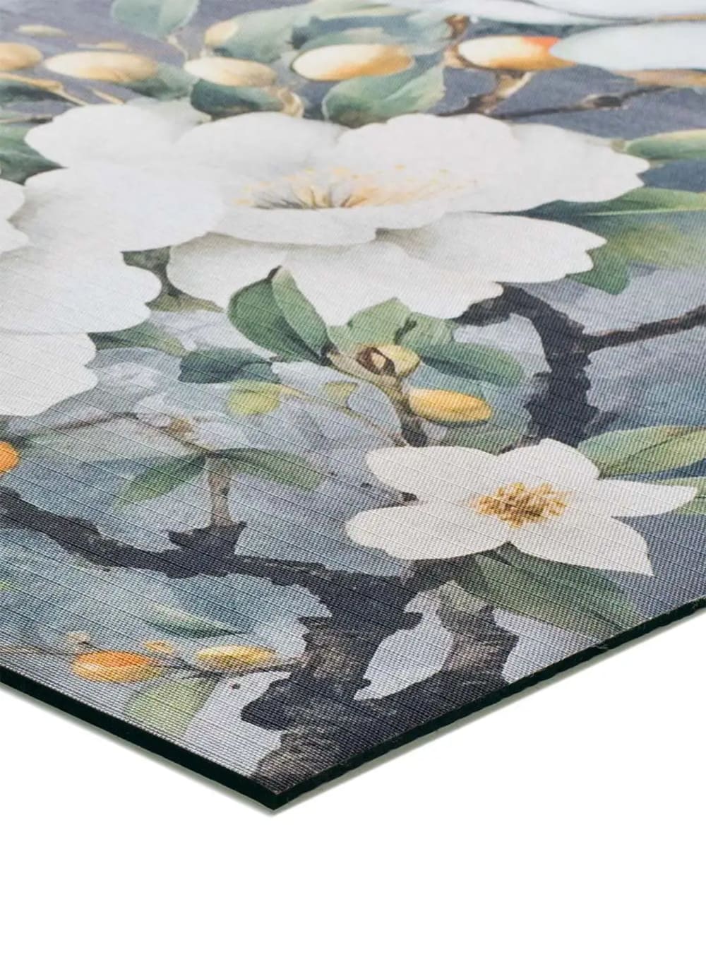 Tapis de cuisine lavable fleurs gris//blanc 52x200 cm — vue 4