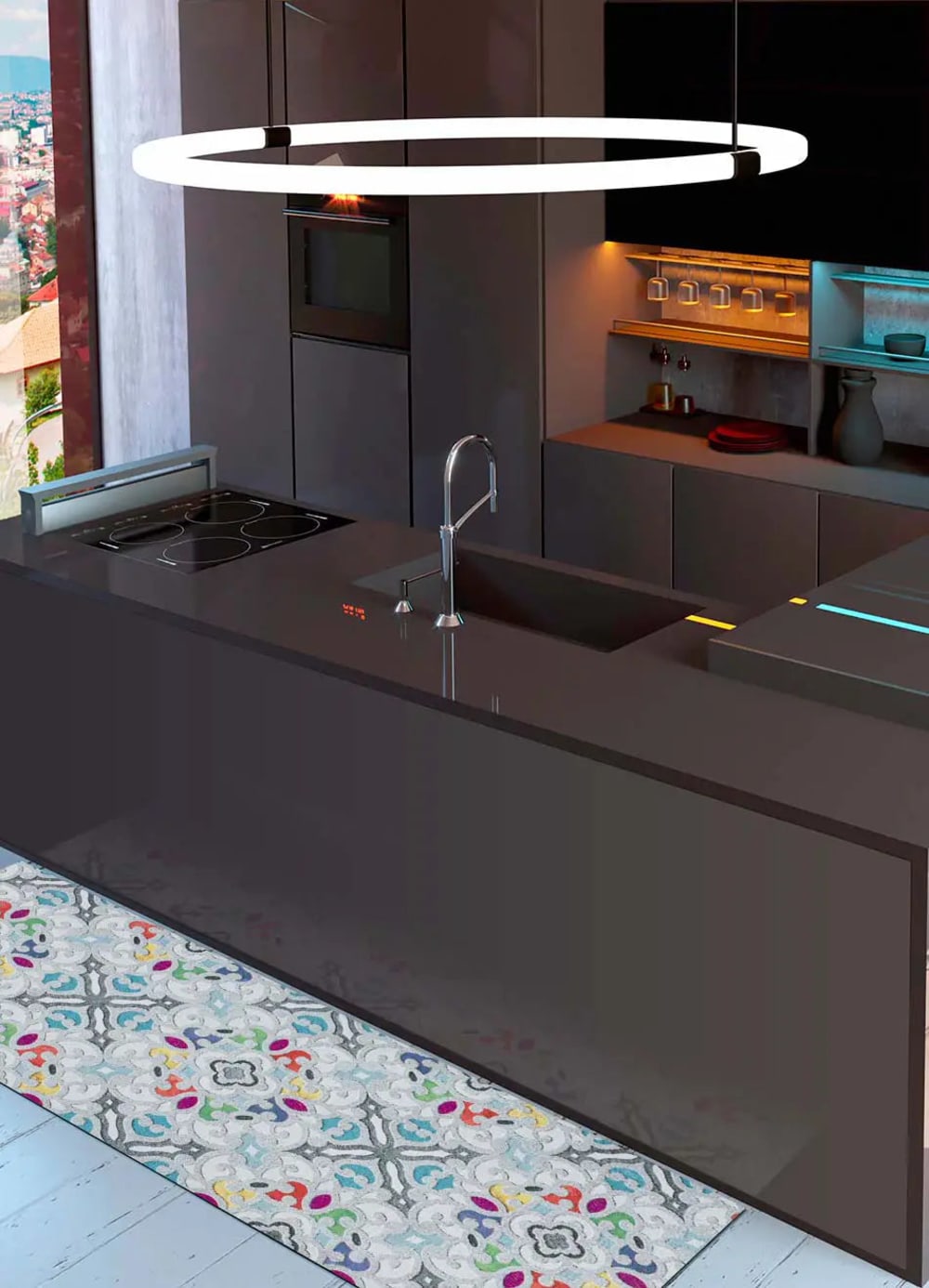 Atticgo Vinyl-Küchenteppich, Böhmische muster, mehrfarbig, 52x200 cm style modern - Pes - Polyester