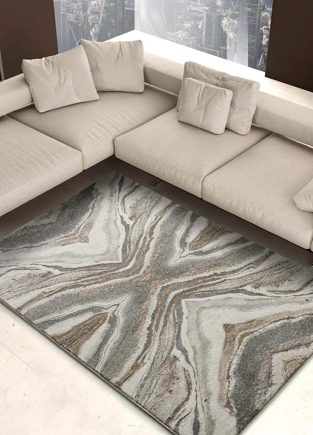 Tapis abstrait beige 80x150 cm — vue 3
